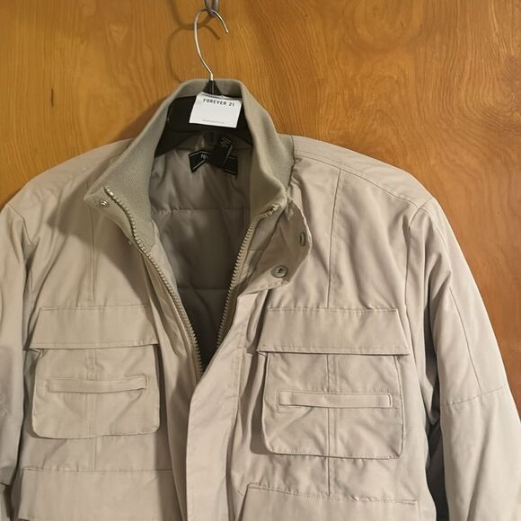 Tan Safari Jacket Mens Large Zip Pockets - Picture 3 of 5